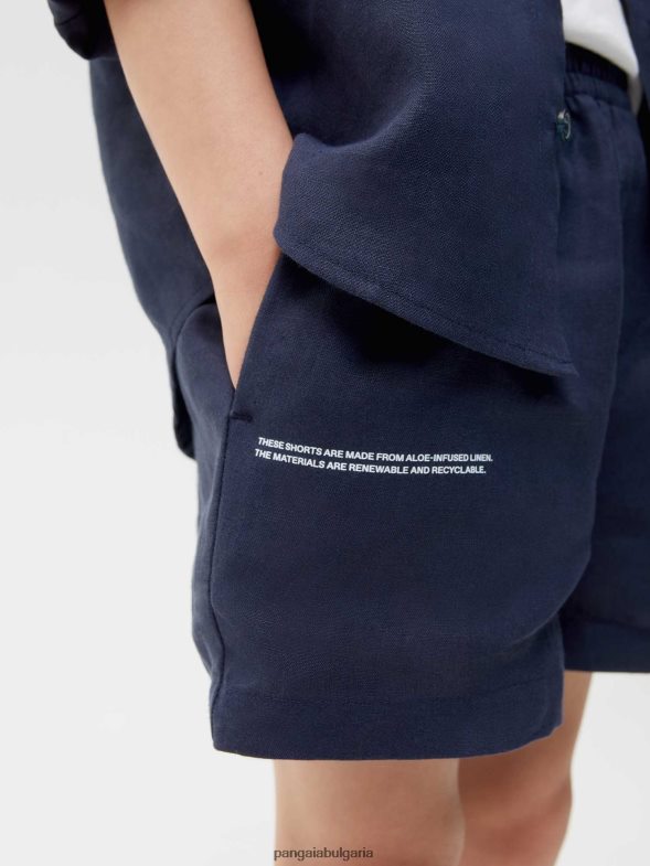 ленени шорти от алое деца B6HPP0623 тъмносин Pangaia дрехи