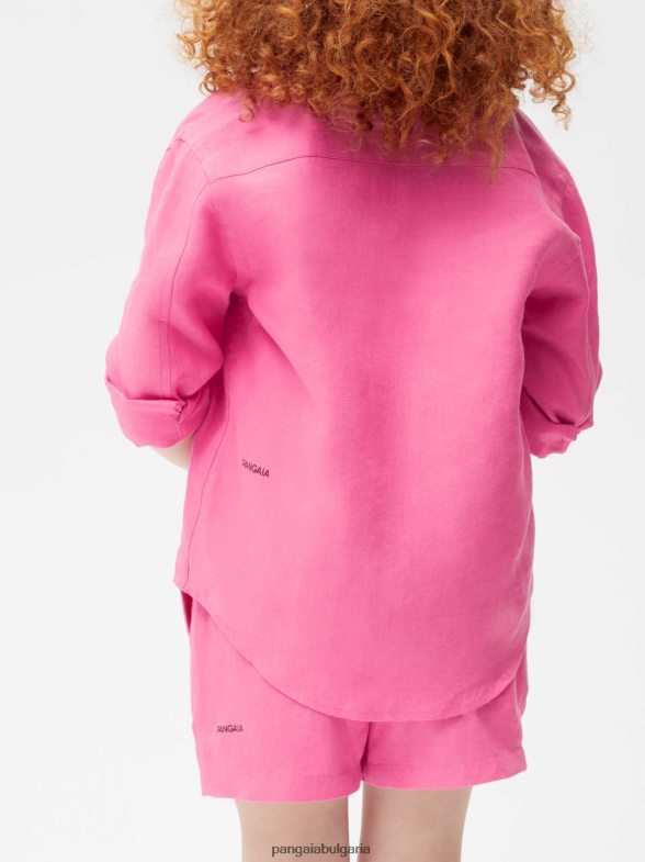 ленена риза с дълъг ръкав от алое деца B6HPP0583 фламинго розово Pangaia дрехи