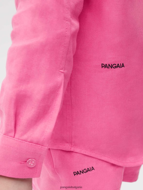 ленена риза с дълъг ръкав от алое деца B6HPP0583 фламинго розово Pangaia дрехи