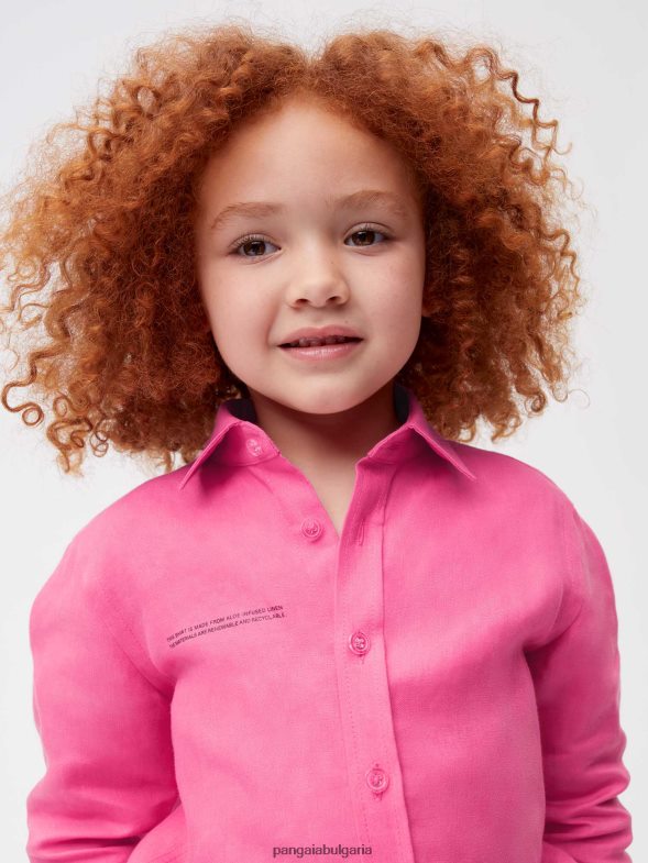 ленена риза с дълъг ръкав от алое деца B6HPP0583 фламинго розово Pangaia дрехи