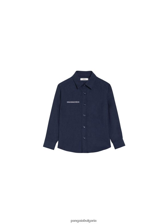 ленена риза с дълъг ръкав от алое деца B6HPP0588 тъмносин Pangaia дрехи