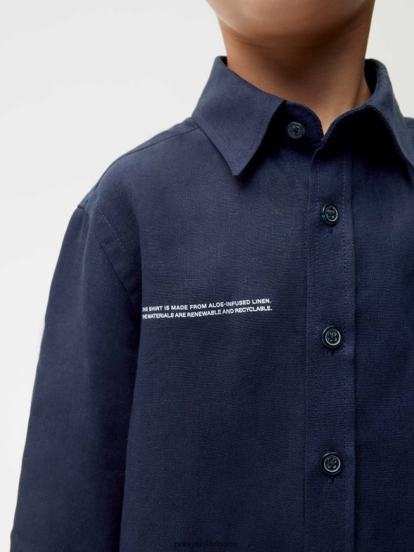 ленена риза с дълъг ръкав от алое деца B6HPP0588 тъмносин Pangaia дрехи