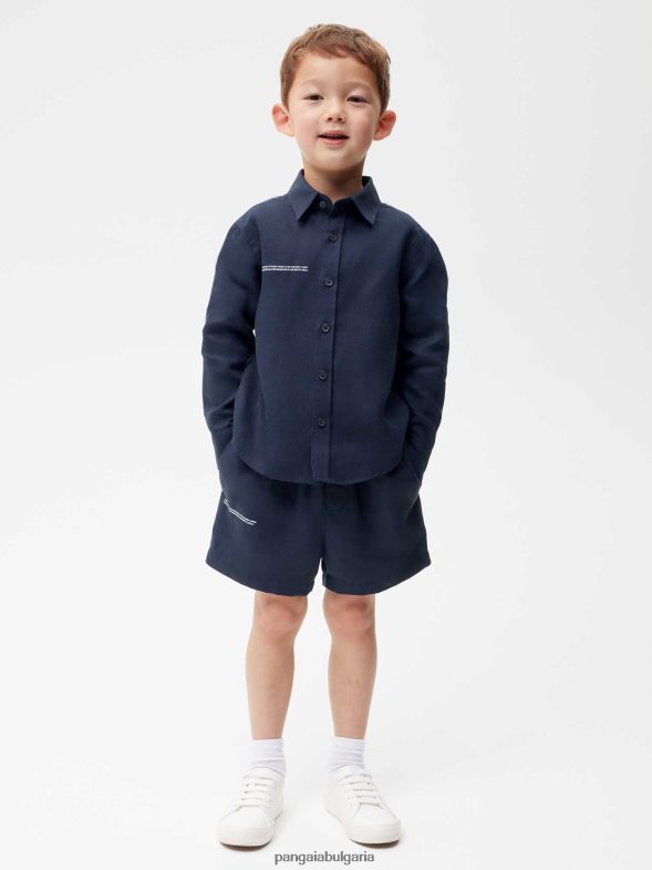 ленена риза с дълъг ръкав от алое деца B6HPP0588 тъмносин Pangaia дрехи