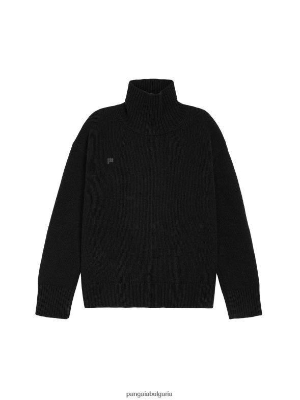 рециклиран кашмирен пуловер с голяма яка мъже B6HPP0510 черен Pangaia дрехи