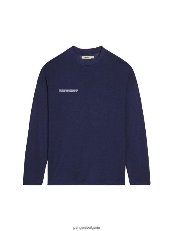 чиста тениска с дълъг ръкав c-fiber мъже B6HPP0522 тъмносин Pangaia дрехи