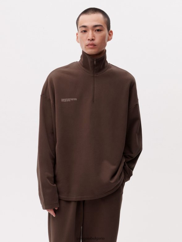 pprmint суичър с половин цип мъже B6HPP0511 кестеняво кафяво Pangaia дрехи