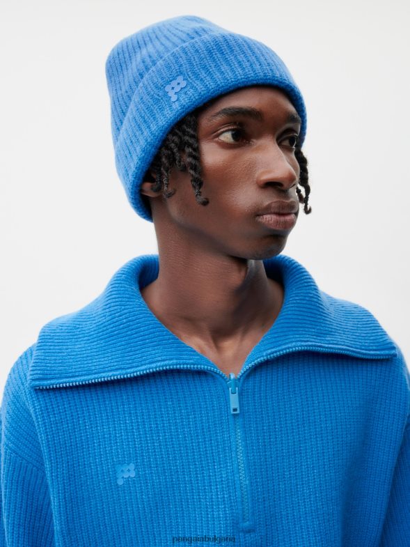 шапка от рециклиран кашмир унисекс B6HPP0494 лазурно синьо Pangaia аксесоари